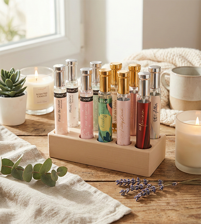 Support de rangement imprimé en 3D pour flacons de parfums Adopt et Numera
