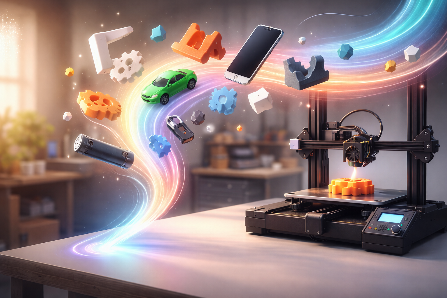 Atelier Viraje 3D Landerneau : Vue en perspective d'un atelier 3D avec voeux pour 2026