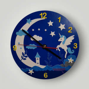 Horloge déco Lune et Licorne